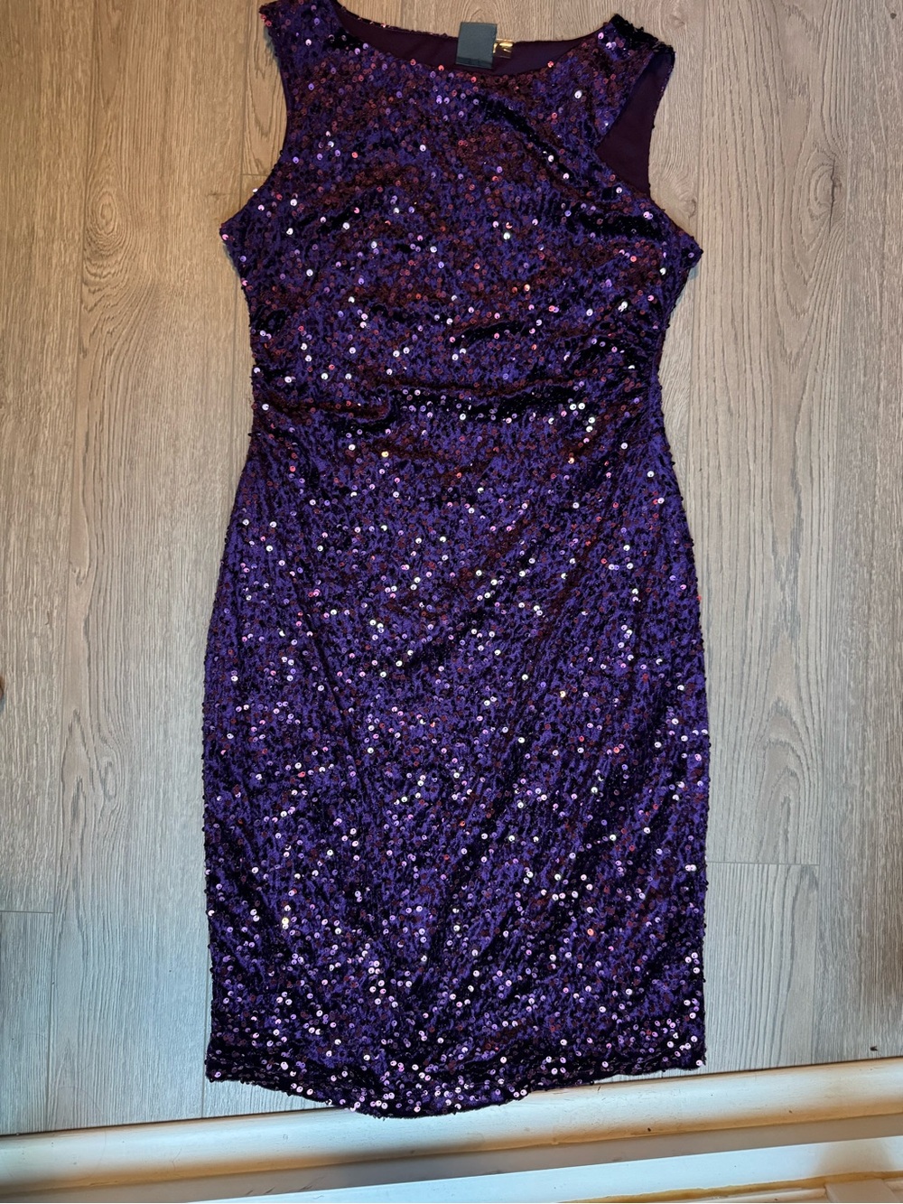 Women's Purple Sequin Sleeveless Cocktail Dress